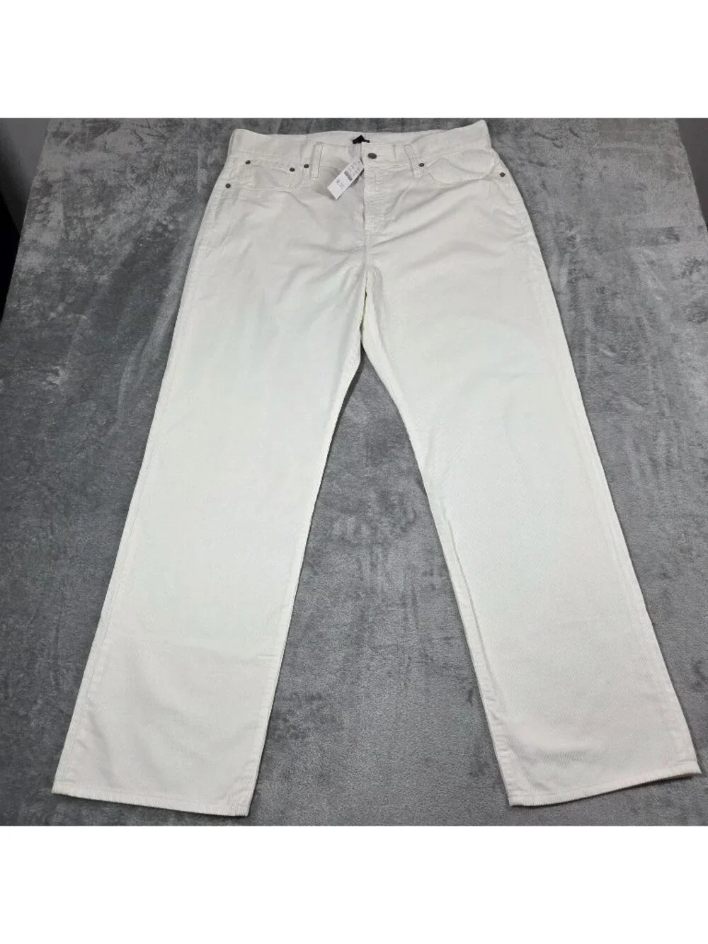 J Crew Loose Straight Corduroy Pants Womens 33 Cream High Rise Preppy NEW
